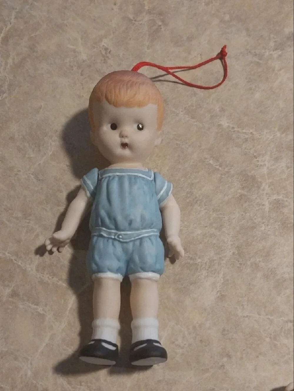 Set of 2 Blue Boy Doll Ornaments - Vintage-Inspired